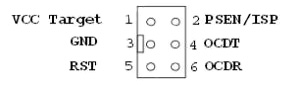 Atmel non-intrusive 6-pin connector